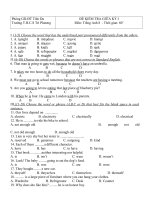 trường t phòng gd đt tiên du trường t h c s tri phương đề kiểm tra giữa kỳ i môn tiếng anh 8 thời gian 60’ i 1 5 choose the word that has the underlined part pronounced differently from the others 1