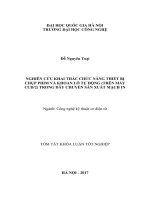 Tóm tắt khóa luận tốt nghiệp Công nghệ kỹ thuật cơ điện tử: Nghiên cứu khai thác chức năng thiết bị chụp phim và khoan lỗ tự động (trên máy ccd/2) trong dây chuyền sản xuất mạch in