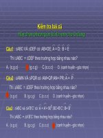 kiểm tra bài cũ kiểm tra bài cũ hãy chọn phương án trả lời em cho là đúng câu1 ∆abc và ∆def có abde a d b e thì ∆abc ∆def theo trường hợp bằng nhau nào c g c b g c g c c c c d cạnh hu
