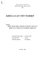 Khóa luận tốt nghiệp phân tích thực trạng sử dụng vốn lưu động của công ty cổ phần LIDECO 8 
