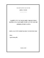 KHÓA LUẬN tốt NGHIỆP dược học FULL (DL và DLS) nghiên cứu tác dụng điều trị đái tháo đường của cao chiết nước lá cây xấu hổ (mimosa pudica linn ) 