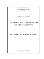 Tóm tắt Luận văn Thạc sĩ Ngôn ngữ học: Vai trò của từ láy trong một số tác phẩm văn chương