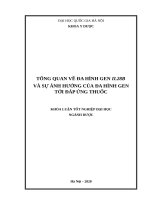 KHÓA LUẬN tốt NGHIỆP dược học FULL (DL và DLS) tổng quan về đa hình gen IL28B và sự ảnh hưởng của đa hình gen tới đáp ứng thuốc 