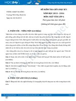 Đề thi giữa học kì 1 Ngữ Văn 6 năm 2016 THCS Mạc Đĩnh Chi