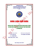 Khóa luận tốt nghiệp đánh giá chất lượng tín dụng đối với khách hàng cá nhân tại TMCP cổ phần việt nam thịnh vượng chi nhánh huế 