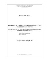 Xây dựng hệ thống gợi ý sản phẩm dựa trên trích lọc đặc trưng 
