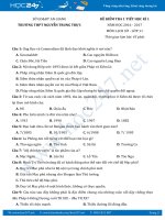 Bộ 3 đề kiểm tra 1 tiết HK1 môn Lịch sử 11 - Trường THPT