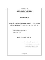 Luận án Tiến sĩ Kinh tế: Sự phát triển của doanh nghiệp vừa và nhỏ trong nền kinh tế Đức những năm gần đây