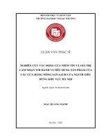 Luận văn Thạc sĩ Quản trị kinh doanh: Nghiên cứu tác động của niềm tin và giá trị cảm nhận tới hành vi tiêu dùng nông sản sạch của người tiêu dùng khu vực Hà Nội