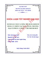 Khóa luận tốt nghiệp đánh giá chất lượng tín dụng khách hàng cá nhân tại ngân hàng TMCP á châu chi nhánh huế 
