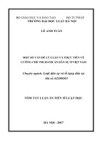 Tóm tắt Luận án tiến sĩ Luật học: Một số vấn đề lý luận và thực tiễn về cưỡng chế thi hành án dân sự ở Việt Nam