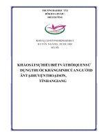 KHÓA LUẬN tốt NGHIỆP dược học FULL (DL và DLS) khảo sát sự hiểu biết và thói quen sử dụng thuốc kháng sinh của người dân tại huyện thoại sơn, tỉnh an giang 