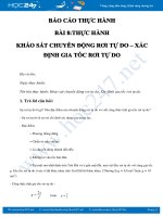 Báo cáo Thực hành Vật lý 10 Bài Khảo sát chuyển động rơi tự do- Xác định gia tốc rơi tự do