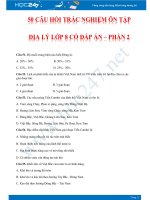 50 Câu hỏi trắc nghiệm ôn tập Địa lý lớp 8 có đáp án – Phần 2 có đáp án