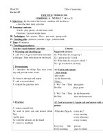 week 01 week 09 date of preparing period 25 unit five things i do lesson 01 a my day a1 2 i objectives by the end of the lesson students will be able to describe their daily activities ii la