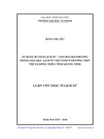 luận văn thạc sĩ sử dụng di tích lịch sử   văn hóa địa phương trong dạy học lịch sử việt nam ở trường THPT thị xã đông triều tỉnh quảng ninh 
