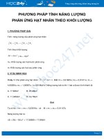 Phương pháp tính năng lượng của phản ứng hạt nhân theo khối lượng môn Vật Lý 12 năm 2021