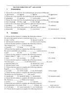 1 second term test 10th advanced i pronunciation 1 choose the word which has the underlined part pronounced differently a government b flourish c buffalo d tournament 2 choose the word which has the u