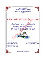 Khóa luận tốt nghiệp kế toán tập hợp chi phí sản xuất và tính giá thành sản phẩm tại công ty cổ phần sợi phú nam 