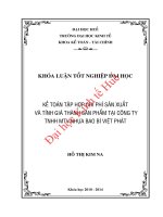 Khóa luận tốt nghiệp kế toán tập hợp chi phí sản xuất và tính giá thành sản phẩm tại công ty TNHH MTV nhựa bao bì việt phát 