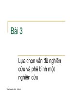 Bài giảng Lựa chọn vấn đề nghiên cứu và phê bình một nghiên cứu
