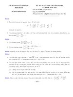 Đề thi vào lớp 10 chuyên Toán năm 2020-2021 - Sở GD&ĐT Bình Định