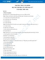 Bộ 3 đề thi HK1 môn Địa lí 7 năm 2020 - Trường THCS Tân Bình có đáp án