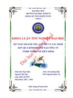 Khóa luận tốt nghiệp kế toán doanh thu chi phí và xác định kết quả kinh doanh tại công ty TNHH TM  DVTH tiến minh 