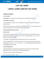Tổng ôn về chủ đề Lực hạt nhân – Năng lượng liên kết hạt nhân môn Vật Lý 12 năm 2021