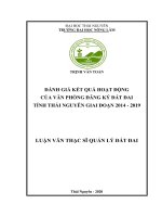 Đánh giá kết quả hoạt động của văn phòng đăng ký đất đai tỉnh thái nguyên giai đoạn 2014 2019