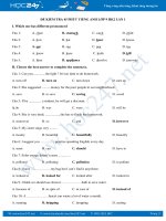 Đề kiểm tra 45 phút HK2 Tiếng Anh lớp 9 lần 1 có đáp án