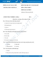 Đề thi HKI môn Công Nghệ 7 có đáp án trường THCS Chánh An