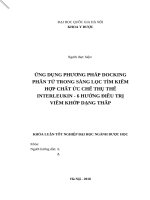 KHÓA LUẬN tốt NGHIỆP dược học FULL (DL và DLS) ứng dụng phương pháp docking phân tử trong sàng lọc tìm kiếm hợp chất ức chế thụ thể interleukin, 6 hướng điều trị VKDT 