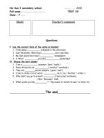 hoi son 2 secondary school hoi son 2 secondary school 2010 full name test 15 class 7 questions i use the correct form of the verbs in bracket 1 i like play volleyball in the afternoon 2 last dece