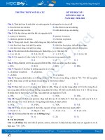 Đề thi HK1 môn Hóa học 10 có đáp án năm 2020 Trường THPT Ngô Gia Tự