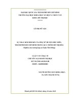 Sự thay đổi sinh kế của phụ nữ huyện hóc môn, thành phố hồ chí minh trong quá trình đô thị hóa (nghiên cứu trường hợp xã xuân thới đông)     