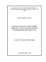 Mối quan hệ giữa phát triển kinh tế và bảo vệ môi trường ở tỉnh khánh hòa hiện nay     