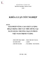 Khóa luận tốt nghiệp chuyên ngành ngân hàng giải pháp nâng cao chất lượng hoạt động cho vay tiêu dùng tại ngân hàng thương mại cổ phần việt nam thịnh vượng 
