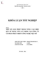 Khóa luận tốt nghiệp tài chính một số giải pháp nhằm nâng cao hiệu quả sử dụng vốn lưu động tại công ty CP phát triển công nghệ việt mỹ 
