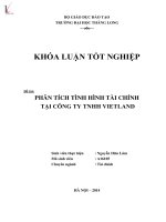 Khóa luận tốt nghiệp phân tích tình hình tài chính tại công ty TNHH vietland 