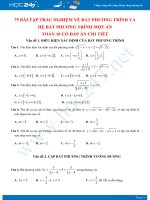 75 bài tập trắc nghiệm về Bất phương trình và hệ bất phương trình một ẩn Toán 10 có đáp án chi tiết