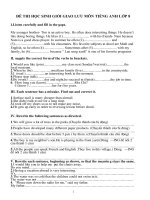phßng gi¸o dôc vµ ®µo t¹o đề thi học sinh giỏi giao lưu môn tiếng anh lớp 8 i listen carefully and fill in the gaps my younger brother tim is an active boy he often does interesting things he doesn’t