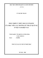 PHÁT TRIỂN Ý THỨC BẢO VỆ TỔ QUỐC CỦA HỌC VIÊN CÁC TRƯỜNG KỸ THUẬT QUÂN SỰ Ở VIỆT NAM HIỆN NAY TÓM TẮT LUẬN ÁN TIẾN SĨ TRIẾT HỌC