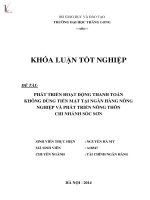 Khóa luận tốt nghiệp phát triển hoạt động thanh toán không dùng tiền mặt tại ngân hàng nông nghiệp và phát triển nông thôn chi nhánh sóc sơn 