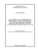 Phát triển năng lực định hướng nghề nghiệp của học sinh thông qua tổ chức hoạt động trải nghiệm trong dạy học chương “chất rắn và chất lỏng  sự chuyển thể vật lý 10  