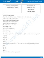 Đề kiểm tra HKI môn Toán 10 năm 2020 có đáp án trường THPT Thủ Thiêm