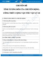 Chuyên đề Tính tương đối của chuyển động. Công thức cộng vận tốc Vật lý 10