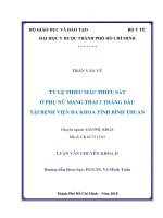 Tỷ lệ thiếu máu thiếu sắt ở phụ nữ mang thai 3 tháng đầu tại bệnh viện đa khoa tỉnh bình thuận 