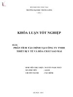 Khóa luận tốt nghiệp phân tích tài chính tại công ty trách nhiệm hữu hạn thiết bị y tế và hóa chất sao mai 