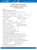 Bộ 3 đề thi HK1 môn Địa lí 8 năm 2020 - Trường THCS Nguyễn Hiền có đáp án